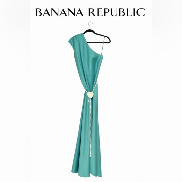 NWT Banana Republic Katia One Shoulder Midi Dress Teal S belt included - Picture 1 of 5